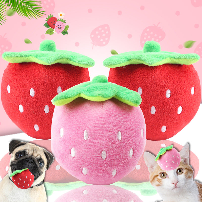 Vocal Plush Toy for Pets - Adorable Red Strawberry Companion