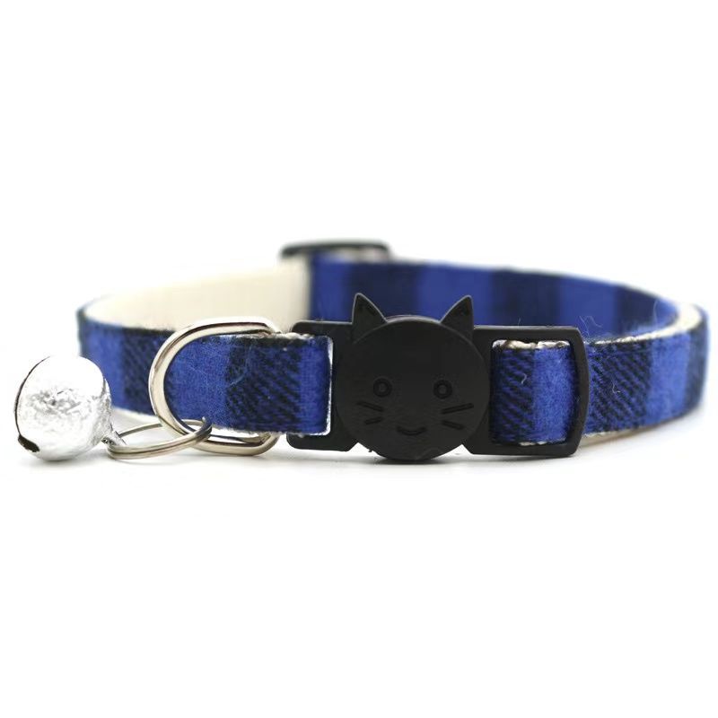 Stylish Pet Plaid Bowless Bell Collar - Fashionable Comfort for Your Cat