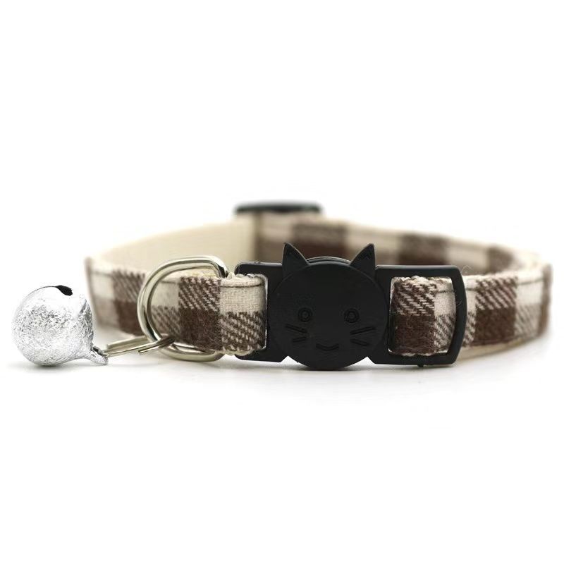 Stylish Pet Plaid Bowless Bell Collar - Fashionable Comfort for Your Cat