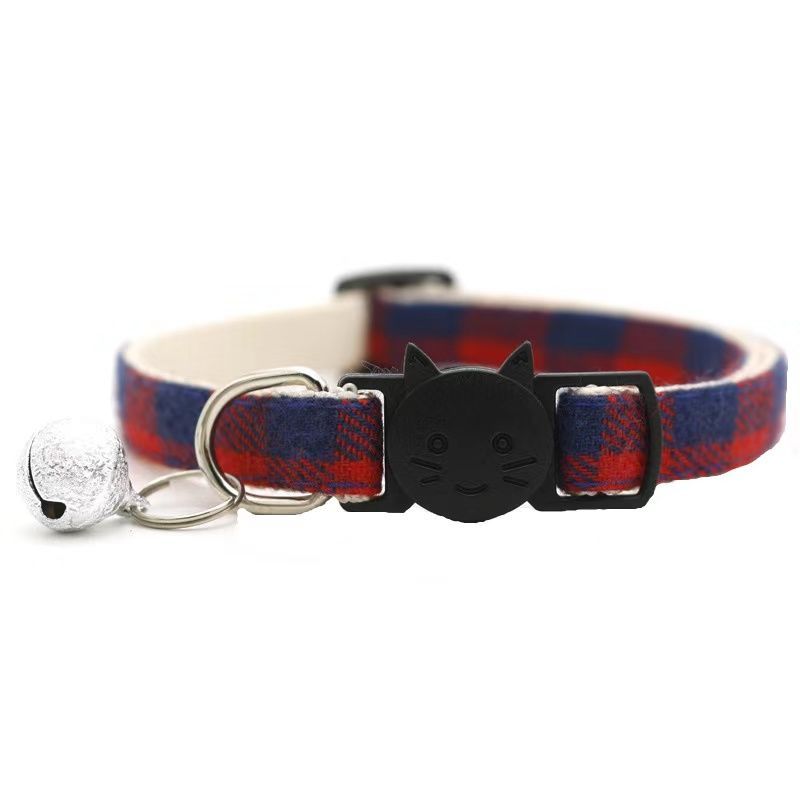 Stylish Pet Plaid Bowless Bell Collar - Fashionable Comfort for Your Cat