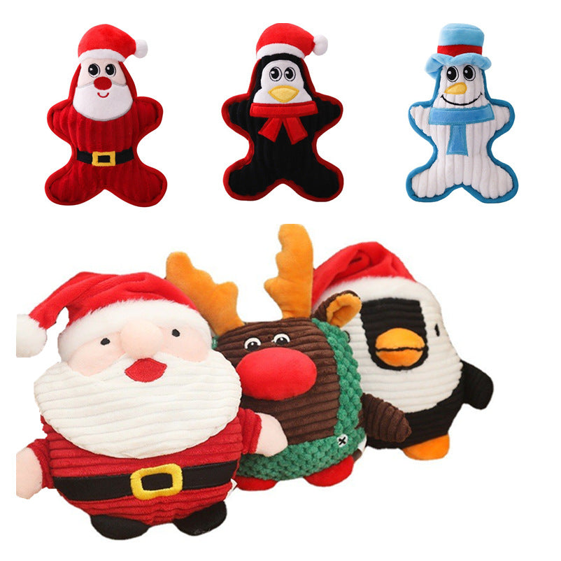 Delightful Santa Penguin Snowman Pet Toy - Perfect Plush Companion for Your Furry Friend