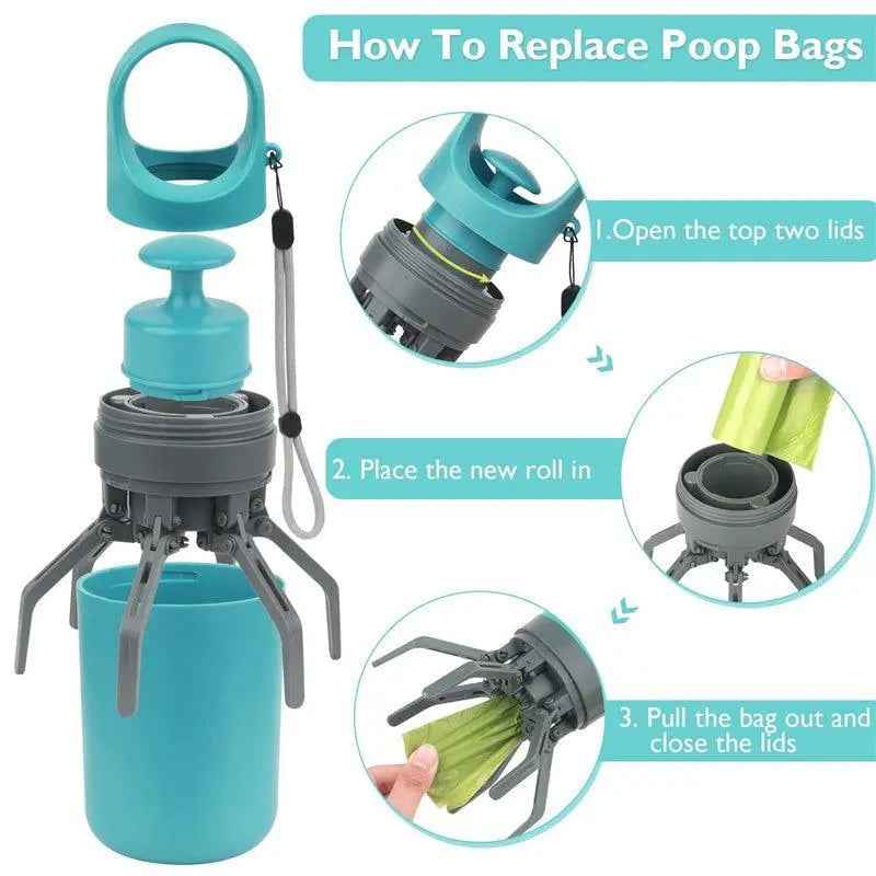 Portable Dog Pooper Scooper with Built-In Bag Holder