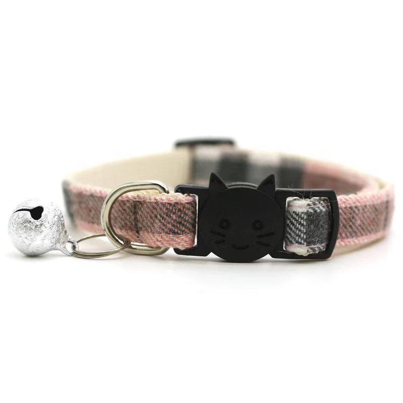 Stylish Pet Plaid Bowless Bell Collar - Fashionable Comfort for Your Cat