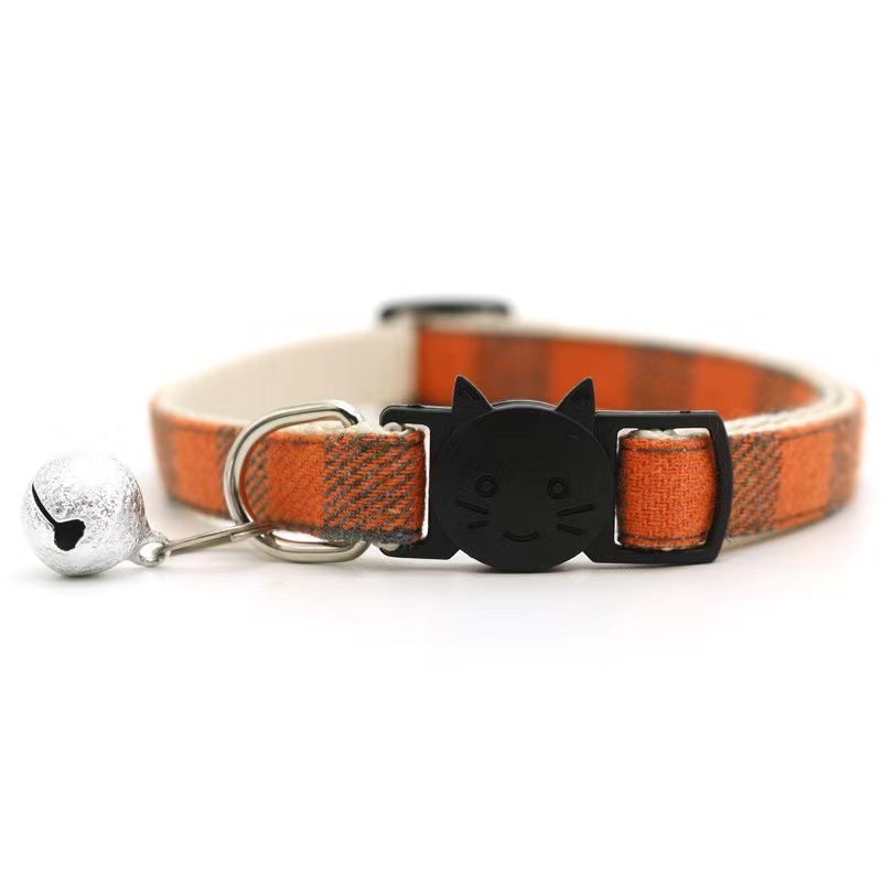 Stylish Pet Plaid Bowless Bell Collar - Fashionable Comfort for Your Cat