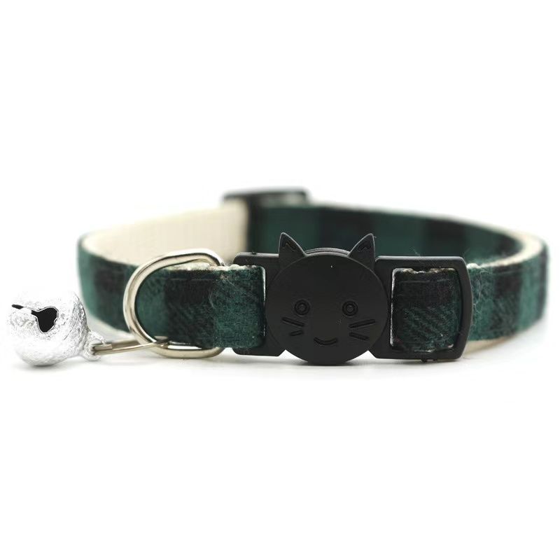 Stylish Pet Plaid Bowless Bell Collar - Fashionable Comfort for Your Cat